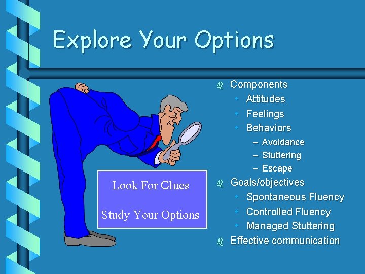 Explore Your Options b Components • Attitudes • Feelings • Behaviors – – –