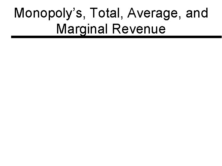 Monopoly’s, Total, Average, and Marginal Revenue 