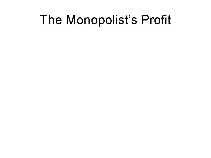 The Monopolist’s Profit 