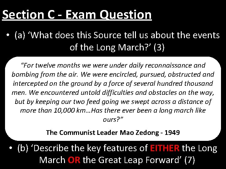 Section C - Exam Question • (a) ‘What does this Source tell us about Section C - Exam Question • (a) ‘What does this Source tell us about