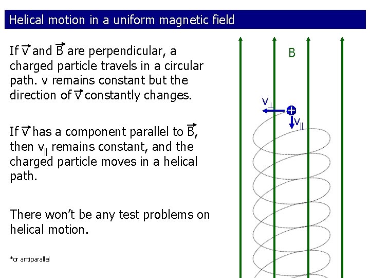 Helical motion in a uniform magnetic field If v and B are perpendicular, a