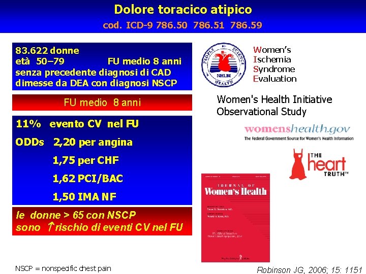 Dolore toracico atipico cod. ICD-9 786. 50 786. 51 786. 59 83. 622 donne