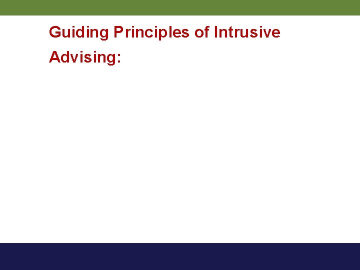 Guiding Principles of Intrusive Advising: 