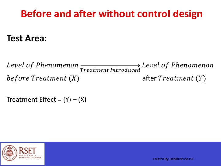  • Before and after without control design 