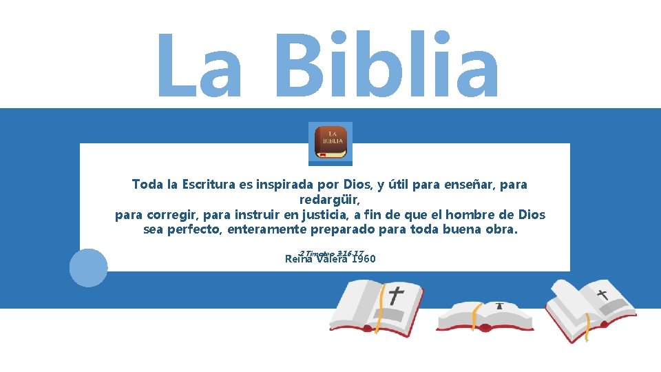 La Biblia Toda la Escritura es inspirada por Dios, y útil para enseñar, para