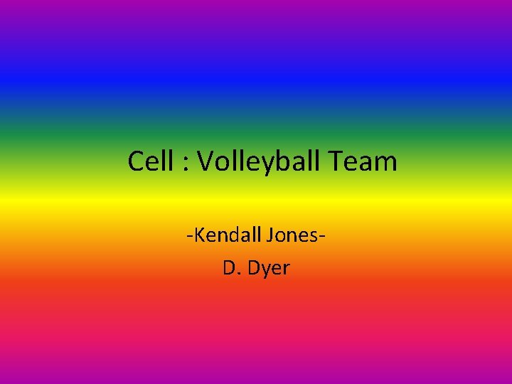 Cell : Volleyball Team -Kendall Jones. D. Dyer 