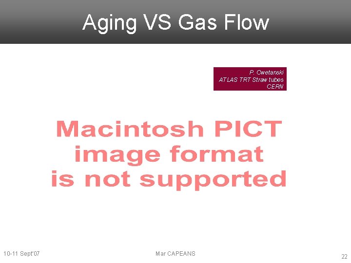 Aging VS Gas Flow P. Cwetanski ATLAS TRT Straw tubes CERN 10 -11 Sept’