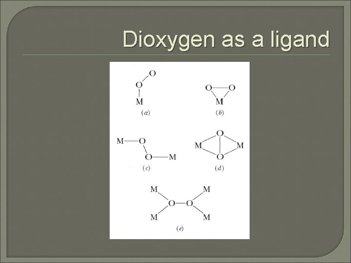 Dioxygen as a ligand 