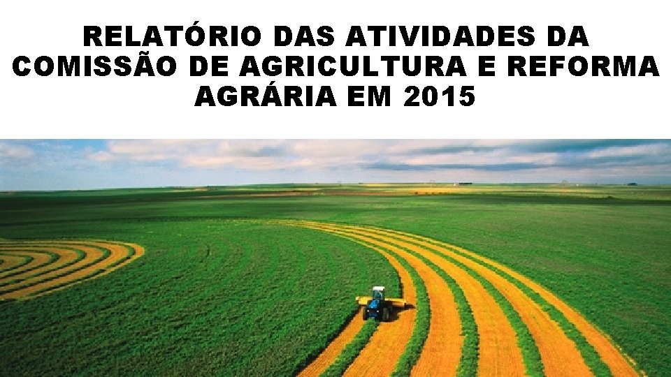 RELATÓRIO DAS ATIVIDADES DA COMISSÃO DE AGRICULTURA E REFORMA AGRÁRIA EM 2015 