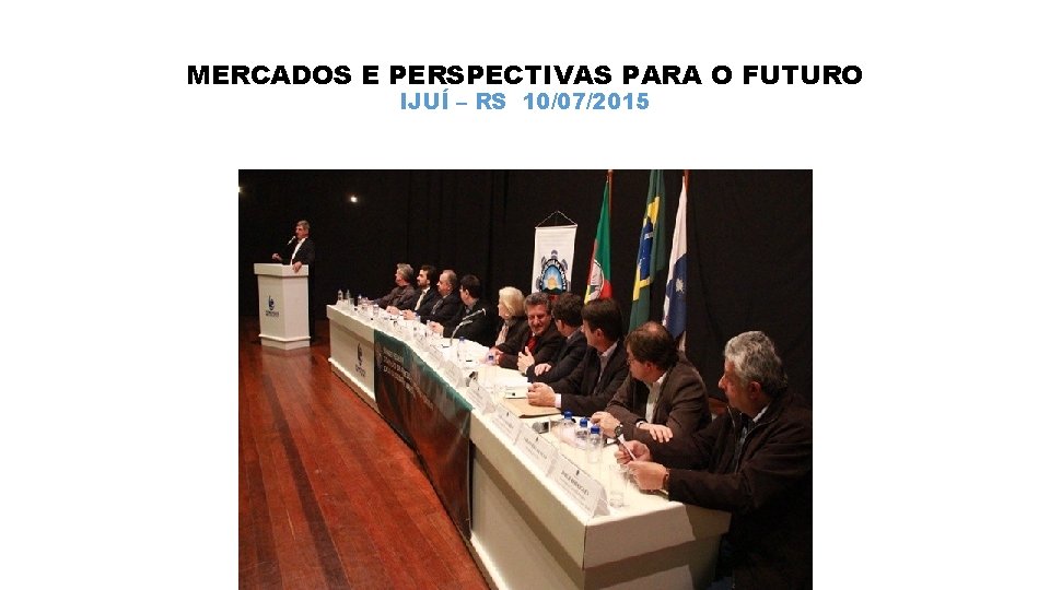 MERCADOS E PERSPECTIVAS PARA O FUTURO IJUÍ – RS 10/07/2015 