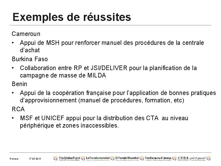 Exemples de réussites Cameroun • Appui de MSH pour renforcer manuel des procédures de