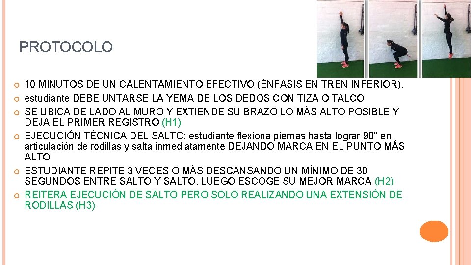 PROTOCOLO 10 MINUTOS DE UN CALENTAMIENTO EFECTIVO (ÉNFASIS EN TREN INFERIOR). estudiante DEBE UNTARSE PROTOCOLO 10 MINUTOS DE UN CALENTAMIENTO EFECTIVO (ÉNFASIS EN TREN INFERIOR). estudiante DEBE UNTARSE