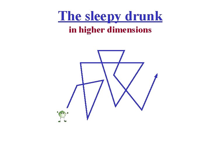 The sleepy drunk in higher dimensions 