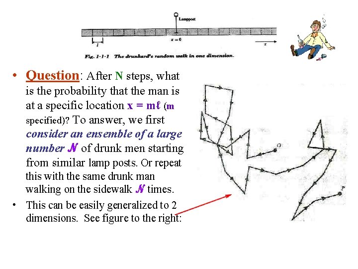  • Question: After N steps, what is the probability that the man is