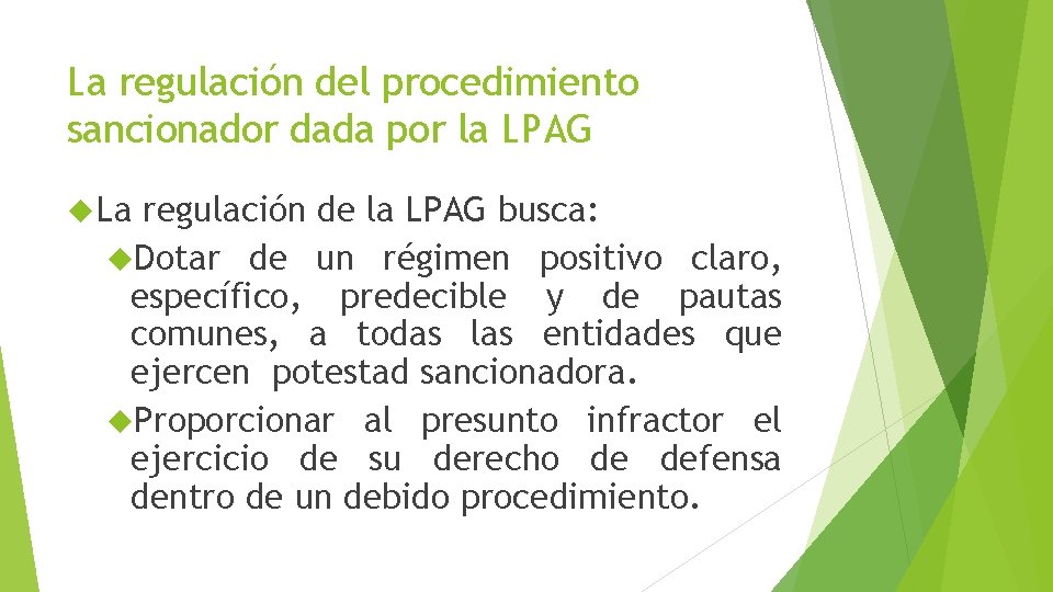 La regulación del procedimiento sancionador dada por la LPAG La regulación de la LPAG