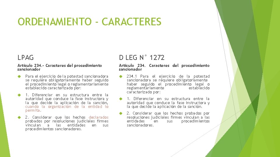 ORDENAMIENTO - CARACTERES LPAG D LEG N° 1272 Artículo 234. - Caracteres del procedimiento