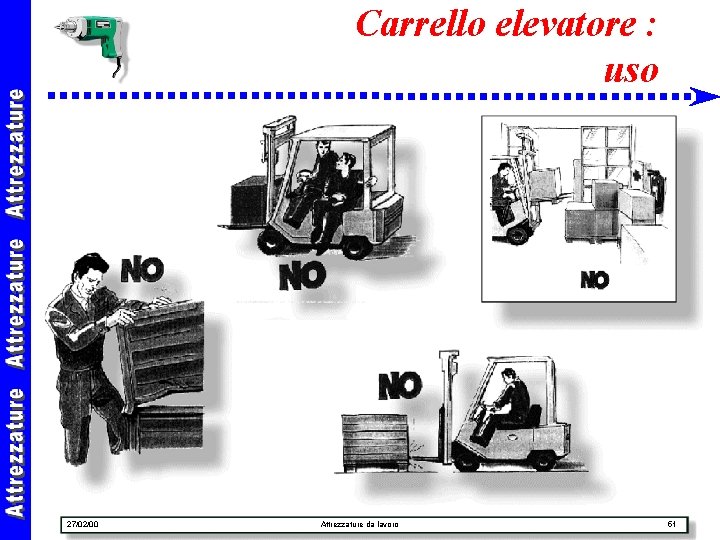 Carrello elevatore : uso 27/02/00 Attrezzature da lavoro 51 