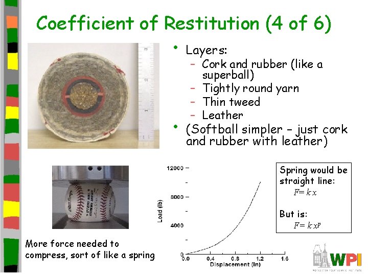 Coefficient of Restitution (4 of 6) • Layers: • – Cork and rubber (like