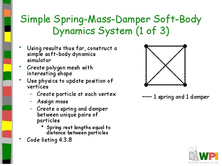 Simple Spring-Mass-Damper Soft-Body Dynamics System (1 of 3) • • • Using results thus