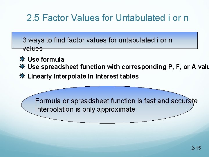 2. 5 Factor Values for Untabulated i or n 3 ways to find factor