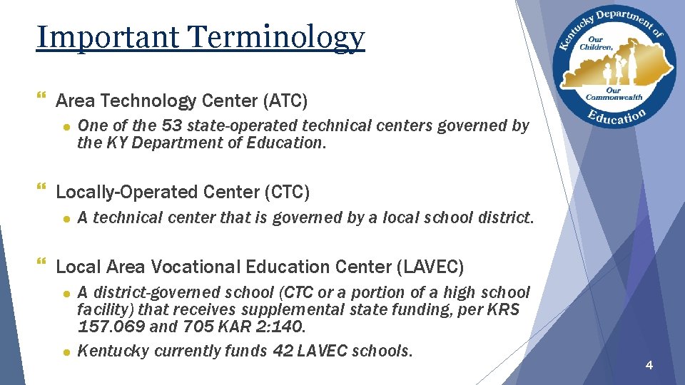 Important Terminology } Area Technology Center (ATC) ● One of the 53 state-operated technical Important Terminology } Area Technology Center (ATC) ● One of the 53 state-operated technical