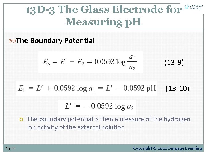 13 D-3 The Glass Electrode for Measuring p. H The Boundary Potential (13 -9)