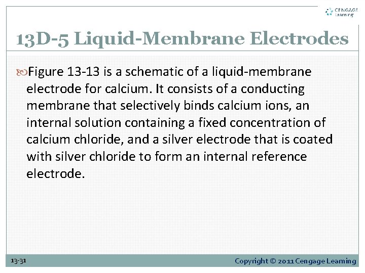 13 D-5 Liquid-Membrane Electrodes Figure 13 -13 is a schematic of a liquid-membrane electrode