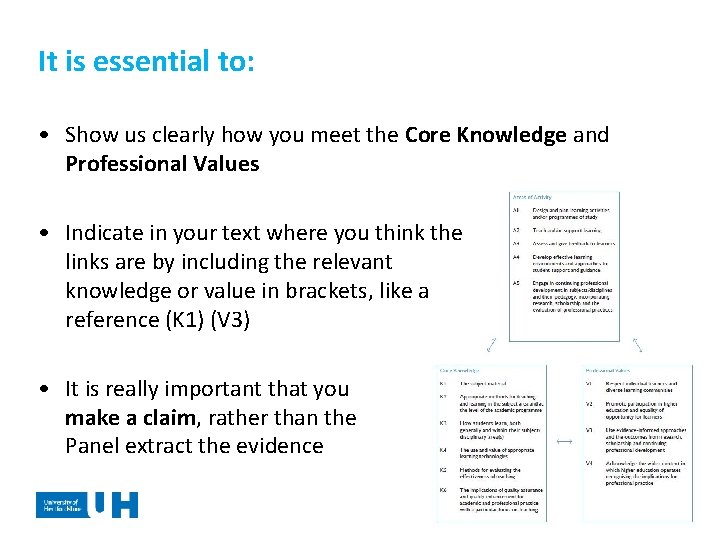 It is essential to: • Show us clearly how you meet the Core Knowledge
