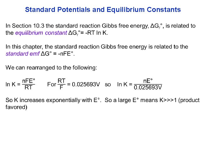 Standard Potentials and Equilibrium Constants 