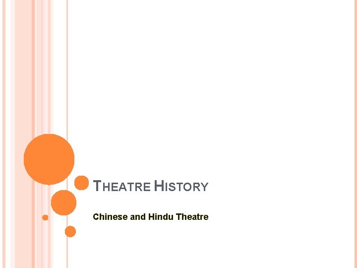 THEATRE HISTORY Chinese and Hindu Theatre 