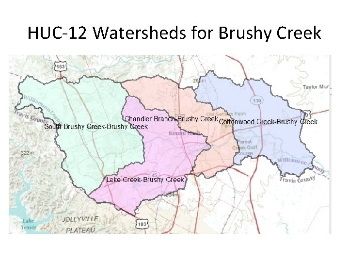 HUC-12 Watersheds for Brushy Creek 