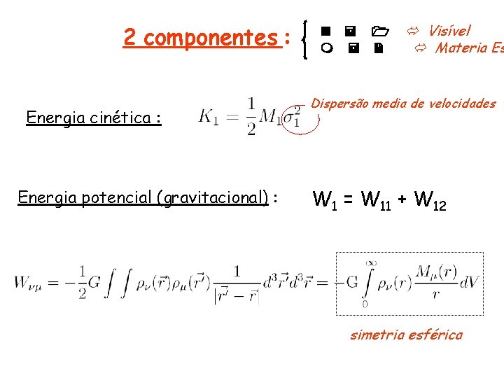 2 componentes : Energia cinética : Energia potencial (gravitacional) : n = 1 m