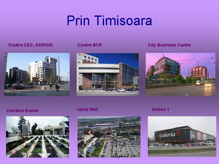 Prin Timisoara Cladire CEC, ASIROM Cimitirul Eroilor Cladire BCR Iulius Mall City Business Centre