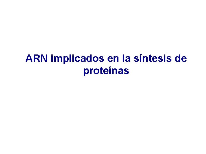 ARN implicados en la síntesis de proteínas 