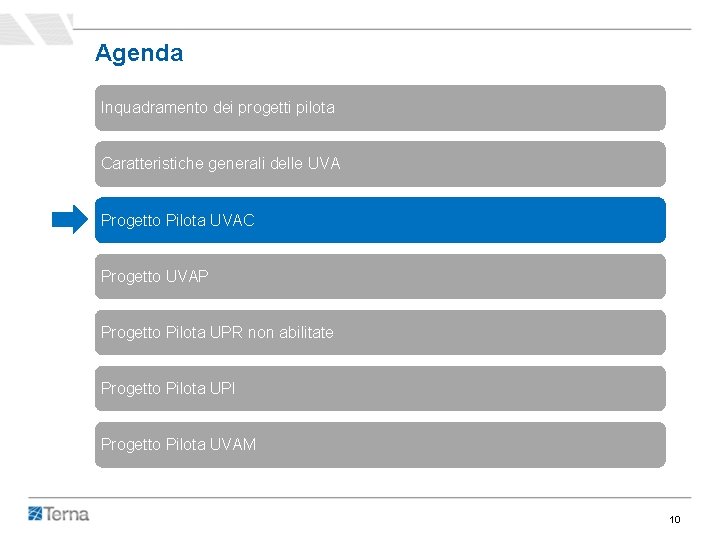 Agenda Inquadramento dei progetti pilota Caratteristiche generali delle UVA Progetto Pilota UVAC Progetto UVAP Agenda Inquadramento dei progetti pilota Caratteristiche generali delle UVA Progetto Pilota UVAC Progetto UVAP