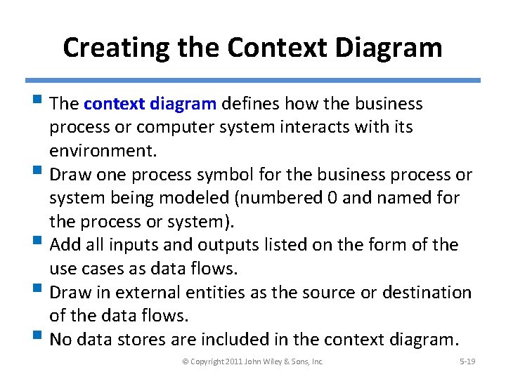 Creating the Context Diagram § The context diagram defines how the business process or