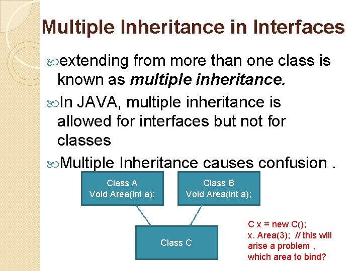 Multiple Inheritance in Interfaces extending from more than one class is known as multiple