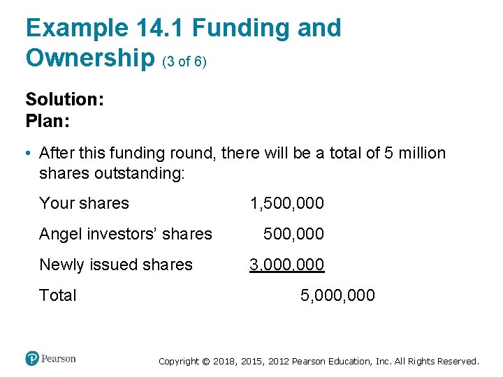 Example 14. 1 Funding and Ownership (3 of 6) Solution: Plan: • After this