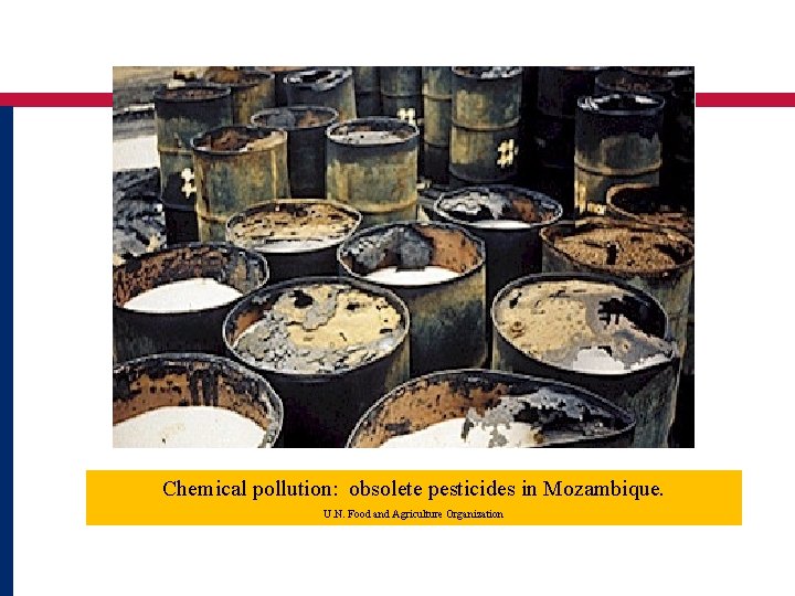 Chemical pollution: obsolete pesticides in Mozambique. U. N. Food and Agriculture Organization 