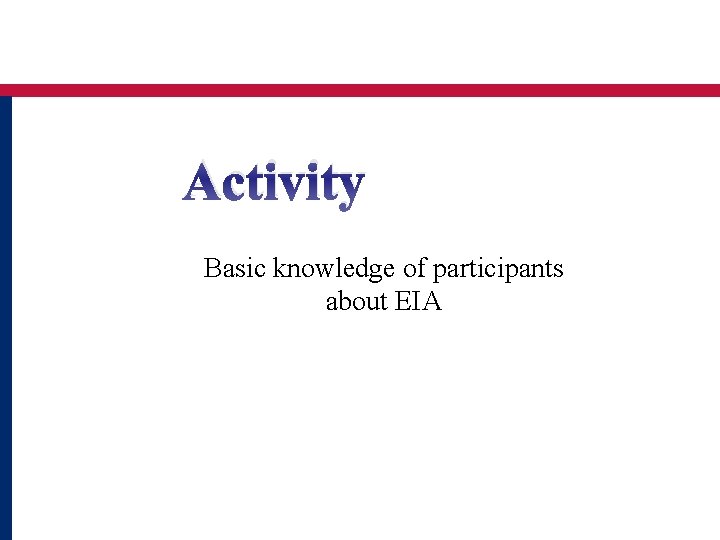 Activity Basic knowledge of participants about EIA 