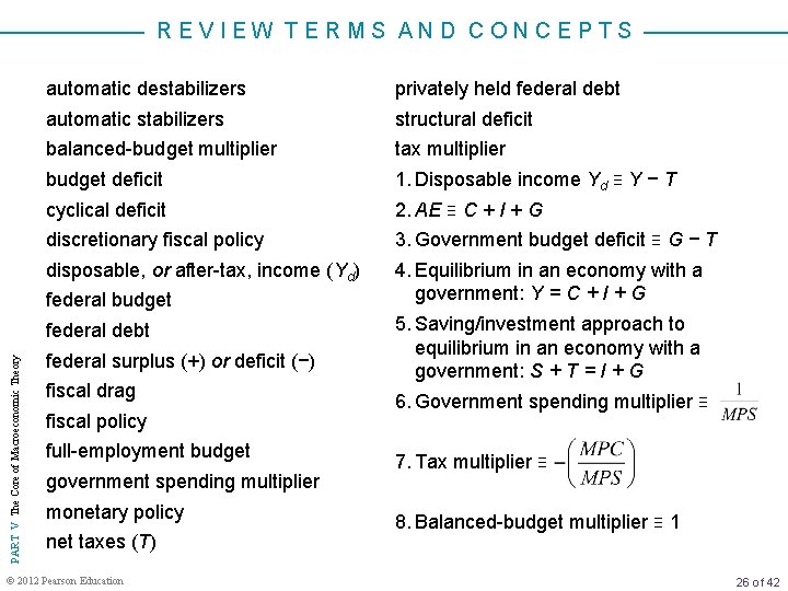 REVIEW TERMS AND CONCEPTS automatic destabilizers privately held federal debt automatic stabilizers structural deficit