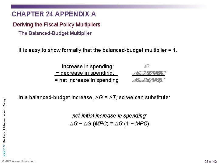 CHAPTER 24 APPENDIX A Deriving the Fiscal Policy Multipliers The Balanced-Budget Multiplier It is