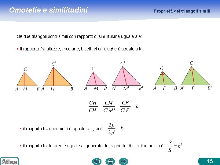 Omotetie e similitudini Proprietà dei triangoli simili Se due triangoli sono simili con rapporto Omotetie e similitudini Proprietà dei triangoli simili Se due triangoli sono simili con rapporto