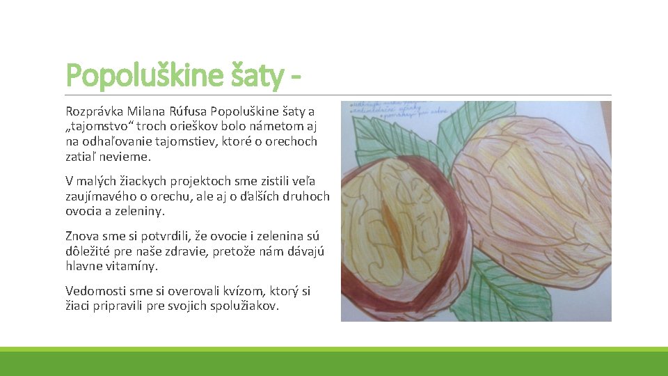Popoluškine šaty - Rozprávka Milana Rúfusa Popoluškine šaty a „tajomstvo“ troch orieškov bolo námetom
