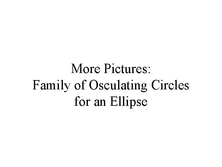 More Pictures: Family of Osculating Circles for an Ellipse 