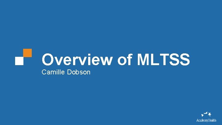 Overview of MLTSS Camille Dobson 