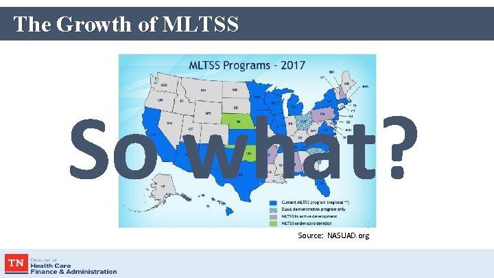 The Growth of MLTSS So what? Source: NASUAD. org 