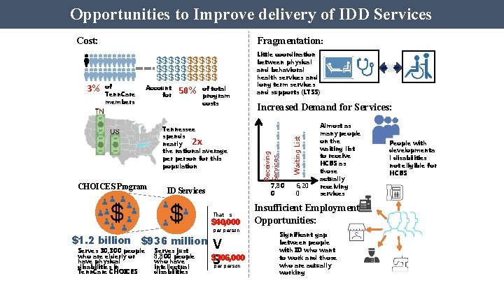 Opportunities to Improve delivery of IDD Services 3% Fragmentation: of Tenn. Care members Account