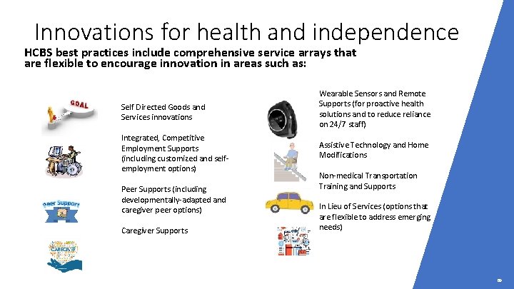 Innovations for health and independence HCBS best practices include comprehensive service arrays that are