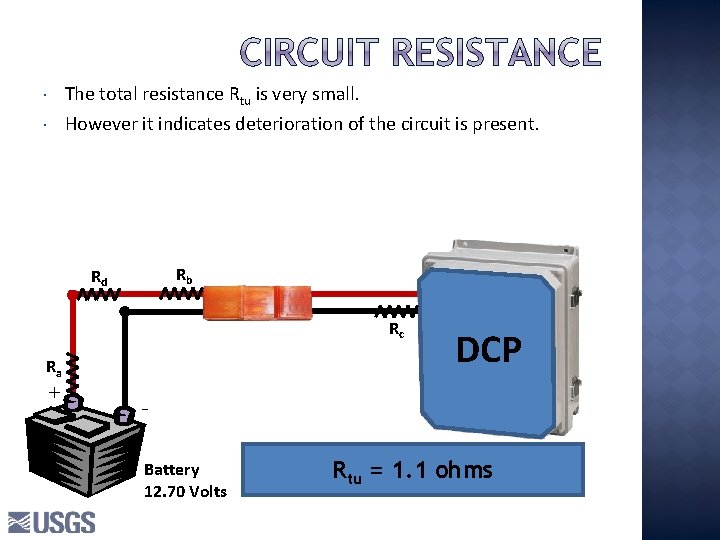 The total resistance Rtu is very small. However it indicates deterioration of the The total resistance Rtu is very small. However it indicates deterioration of the